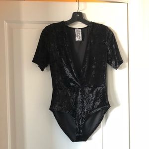 Velour low cut body suit